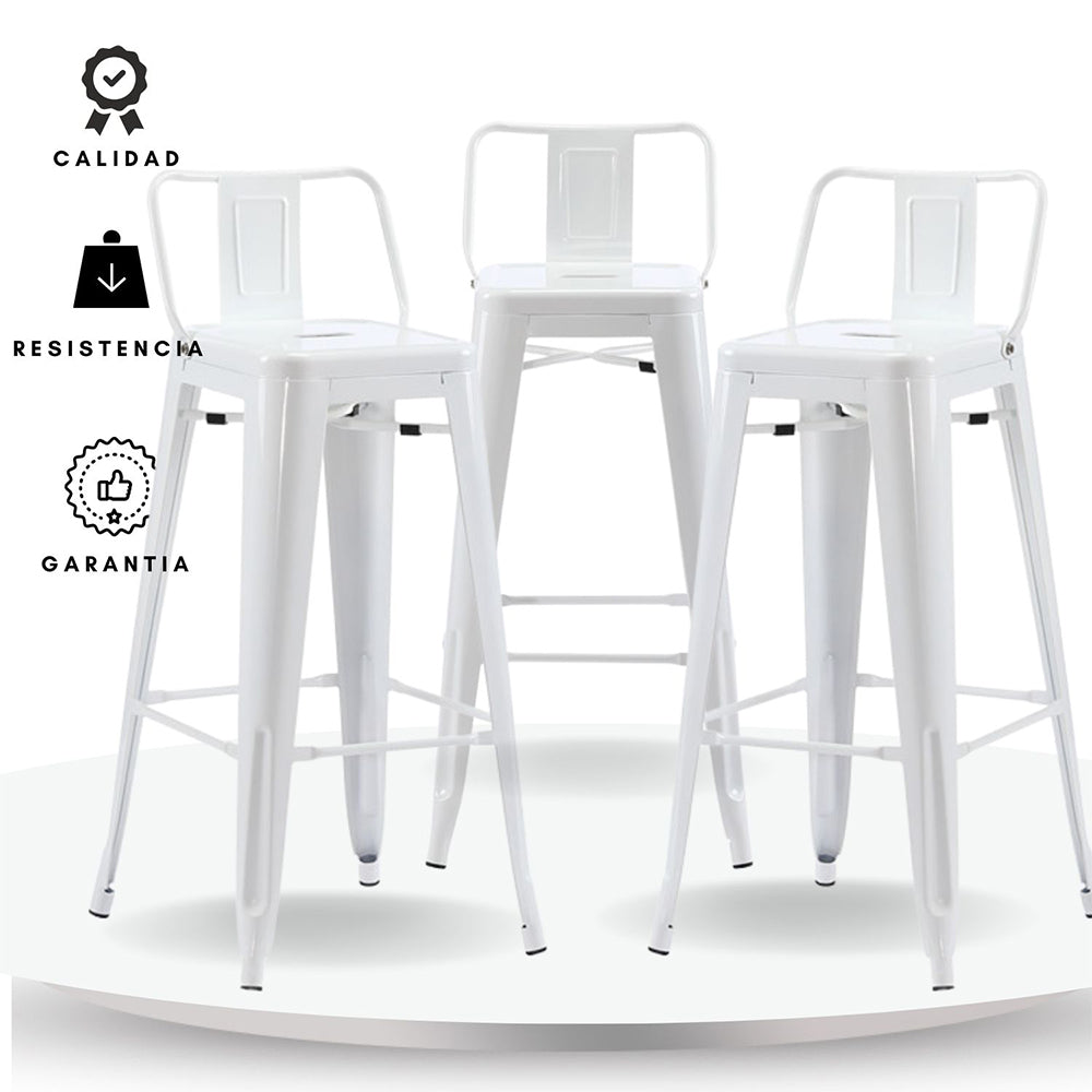 Set x3 Silla de Barra True Espalda Blanco