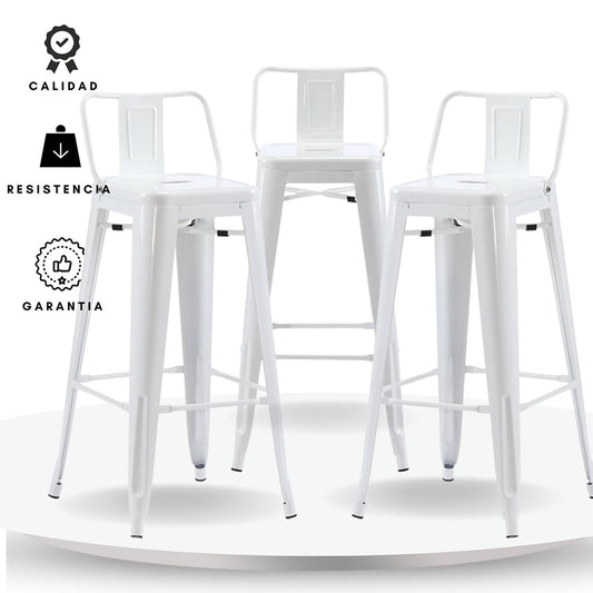Set x3 Silla de Barra True Espalda Blanco