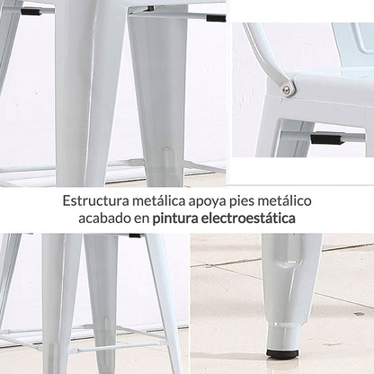 Set x3 Silla de Barra True Espalda Blanco