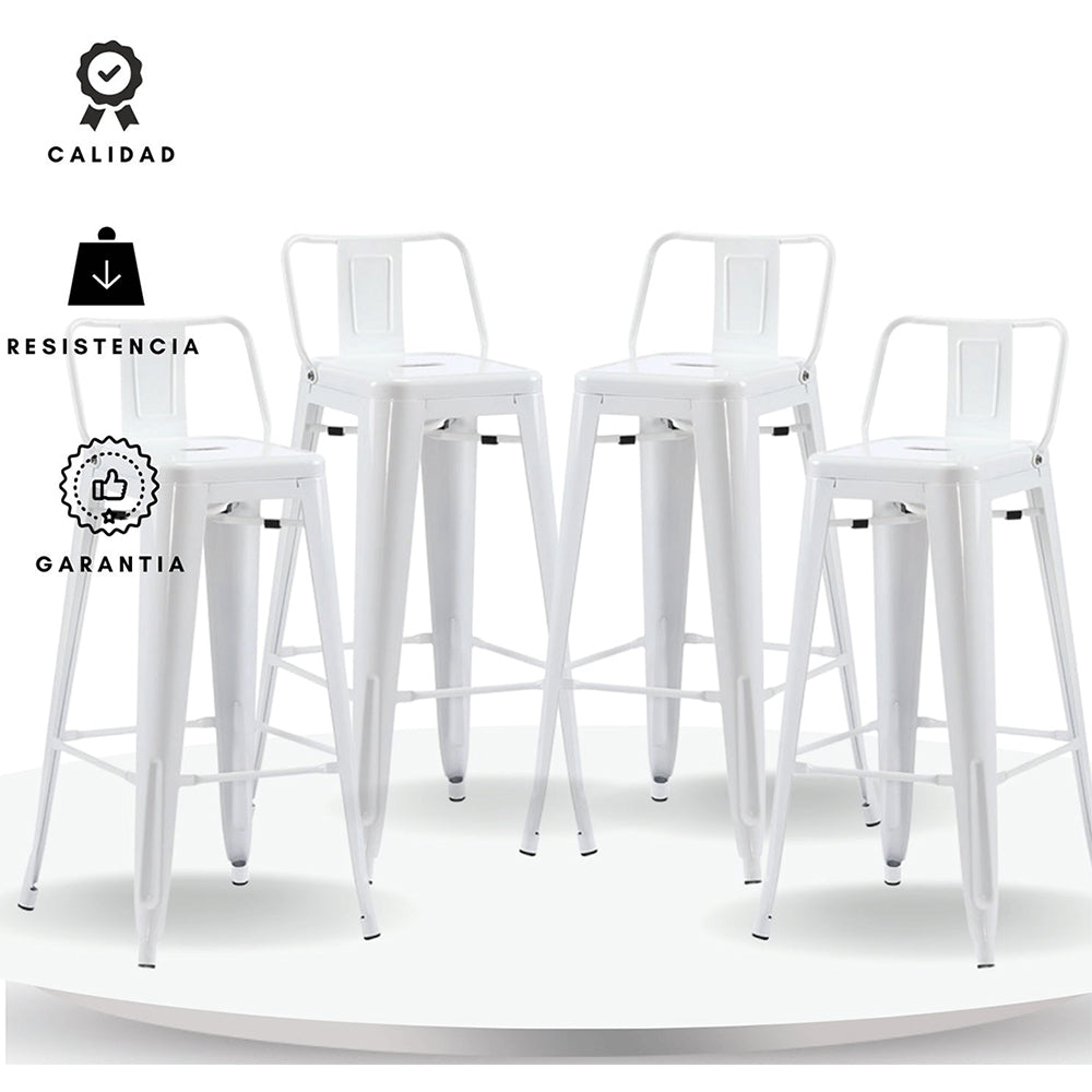 Set x4 Silla de Barra True Espalda Blanco