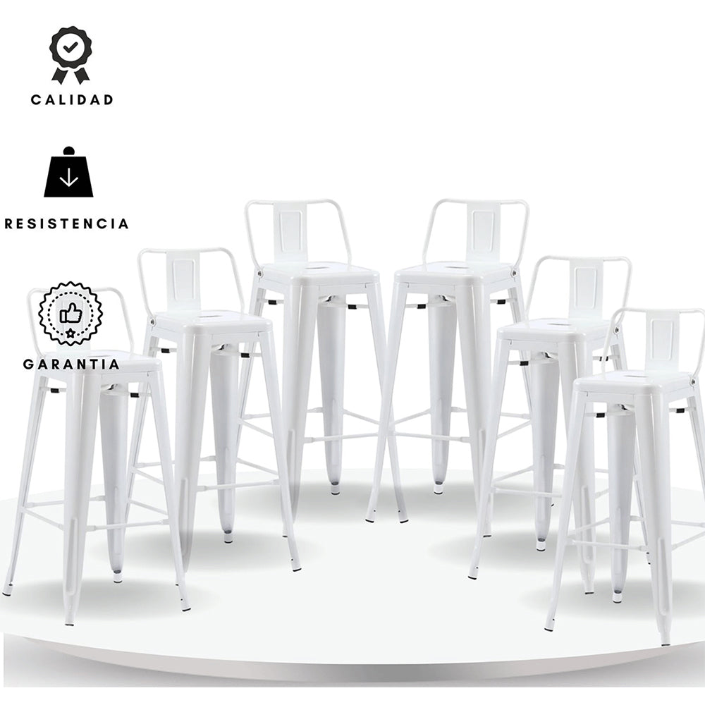 Set x6 Silla de Barra True Espalda Blanco