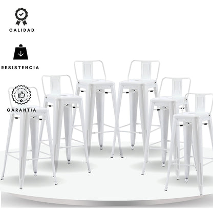 Set x6 Silla de Barra True Espalda Blanco