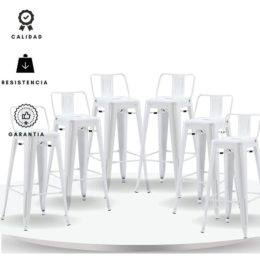 Set x6 Silla de Barra True Espalda Blanco