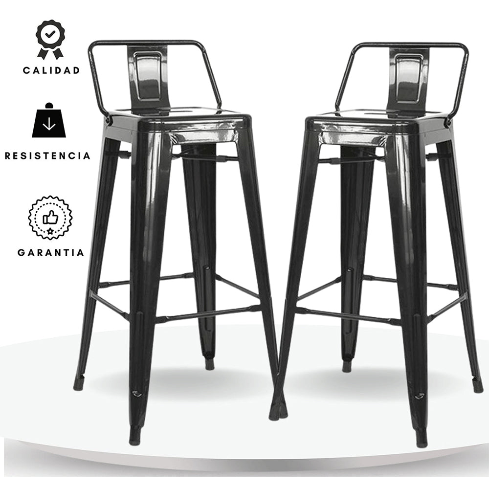 Set x2 Silla de Barra True Espalda Negro