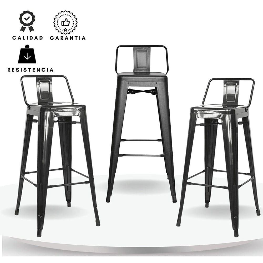 Set x3 Silla de Barra True Espalda Negro