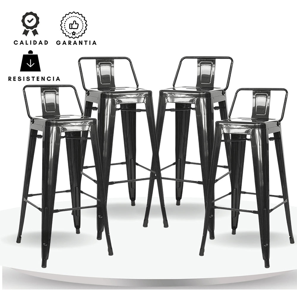 Set x4 Silla de Barra True Espalda Negro