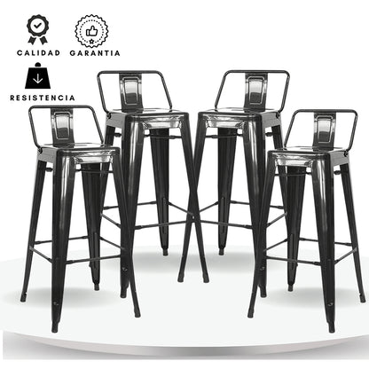 Set x4 Silla de Barra True Espalda Negro