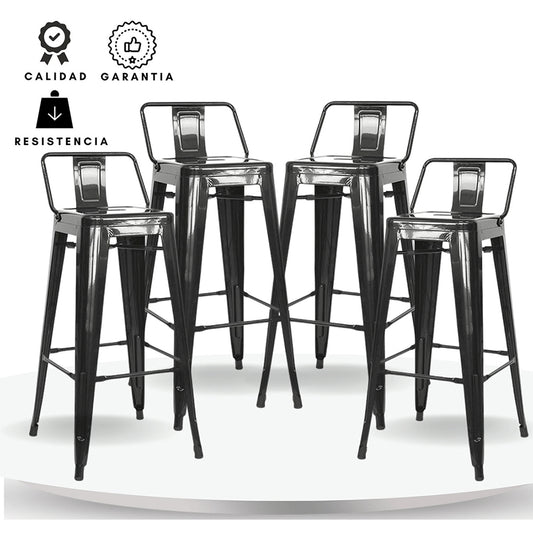 Set x4 Silla de Barra True Espalda Negro