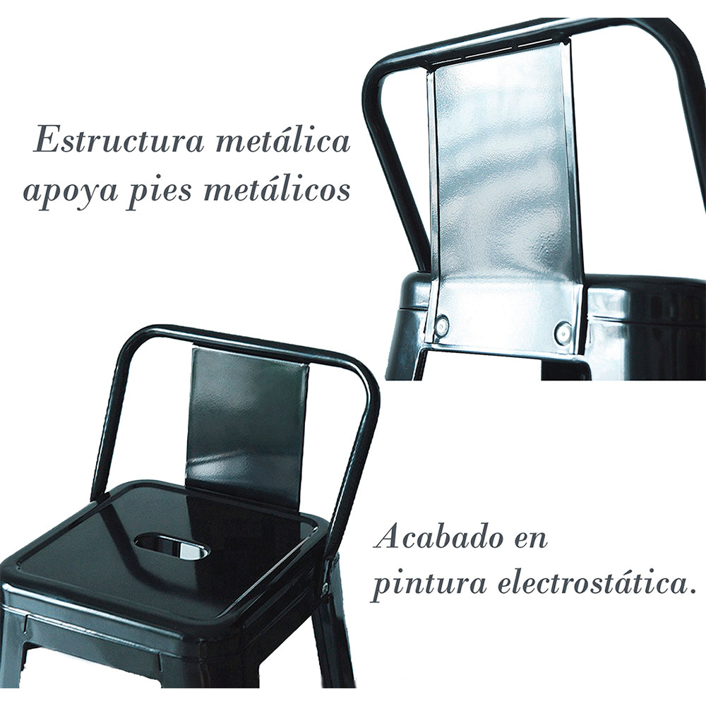 Set x4 Silla de Barra True Espalda Negro
