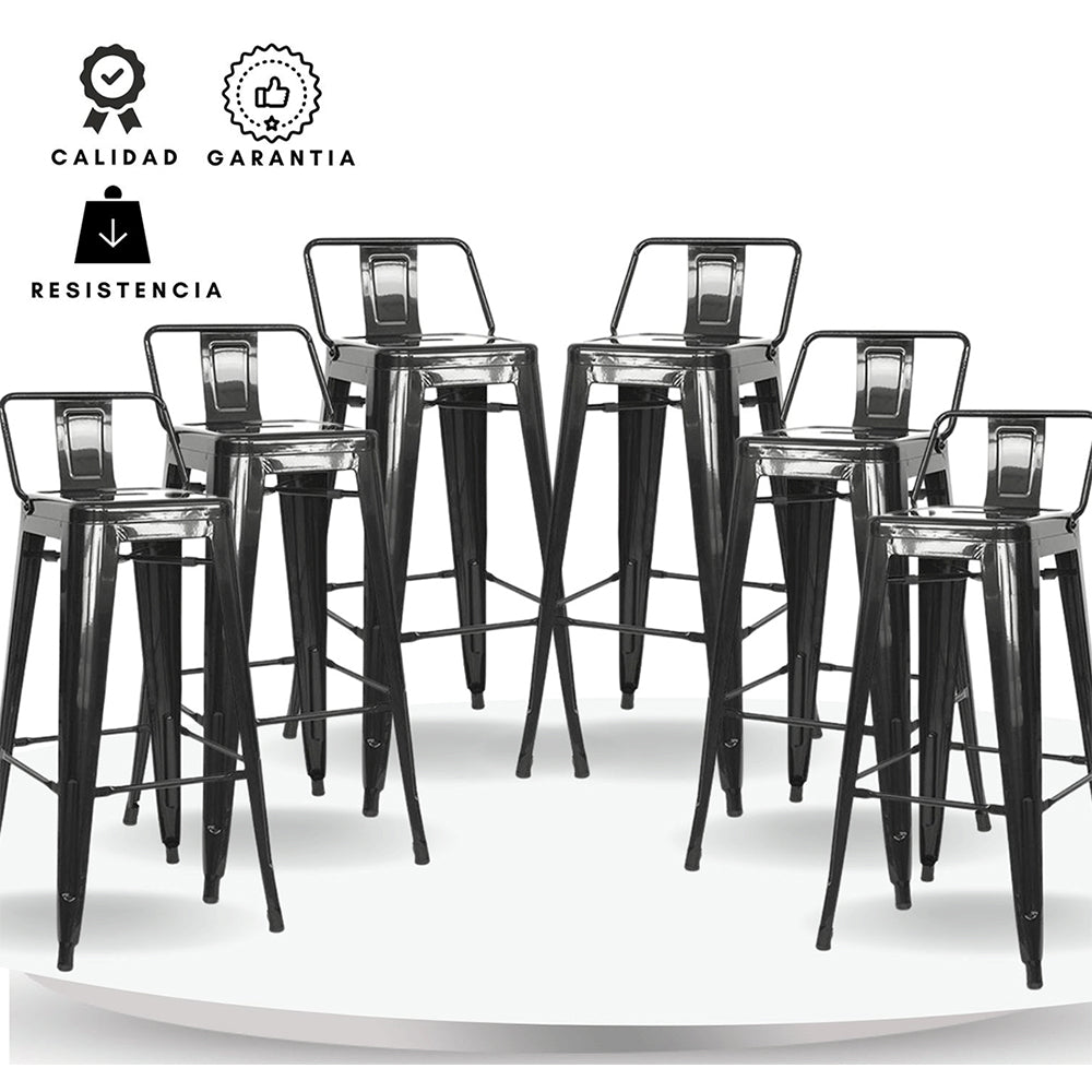 Set x6 Silla de Barra True Espalda Negro