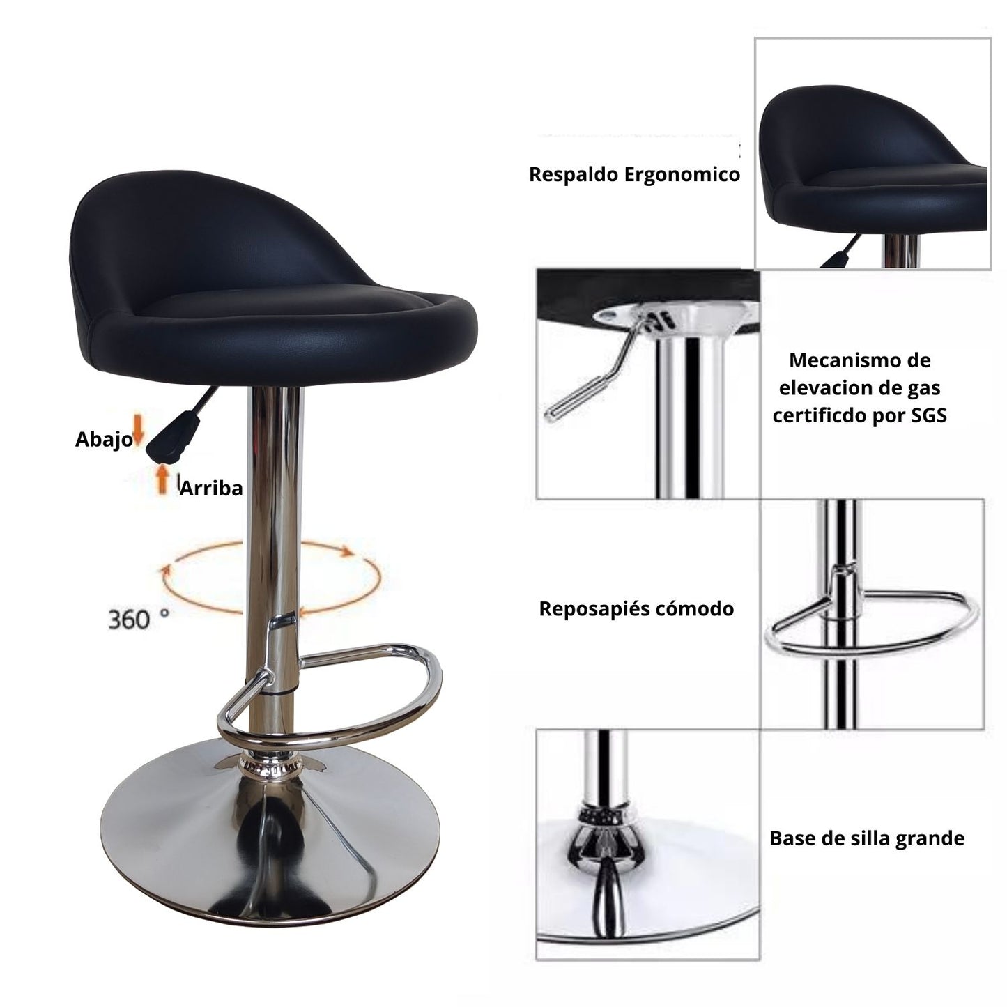 Set x2 Silla de Barra Frizz Negro