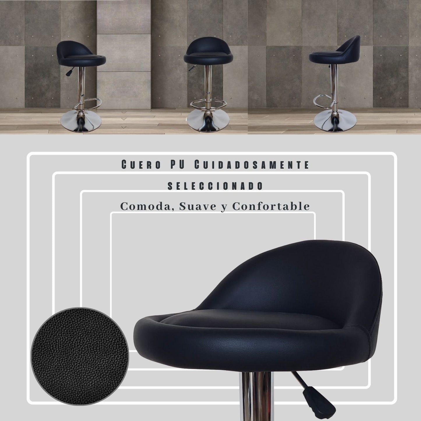 Set x2 Silla de Barra Frizz Negro