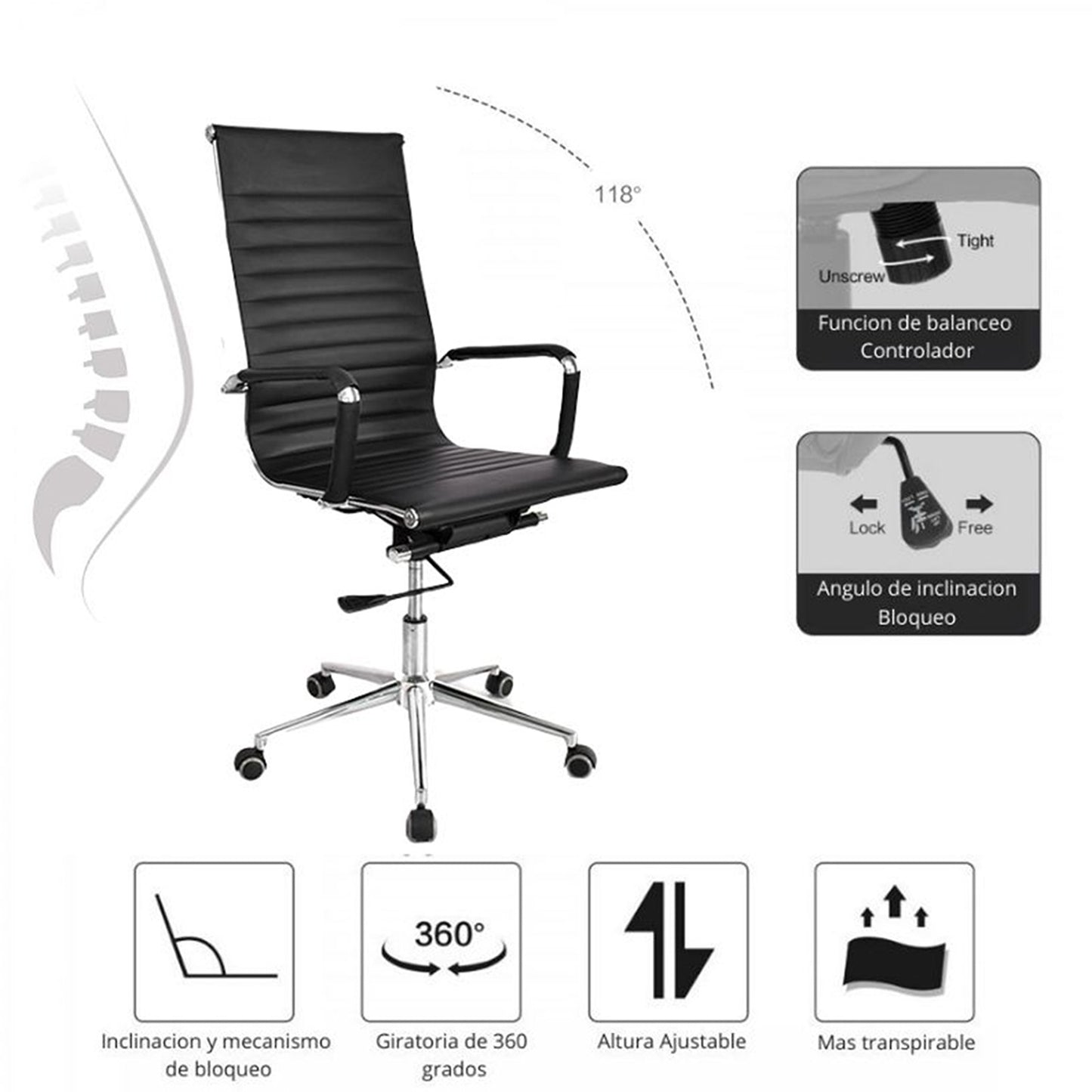 Silla De Oficina Presidente Negro