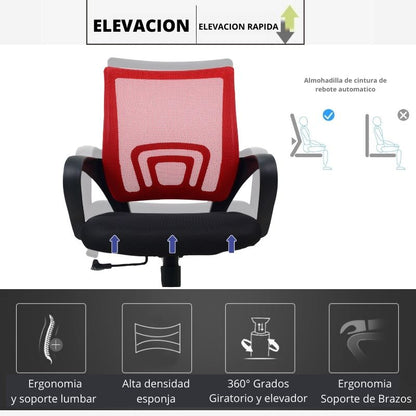 Silla De Oficina Colors Rojo Negro