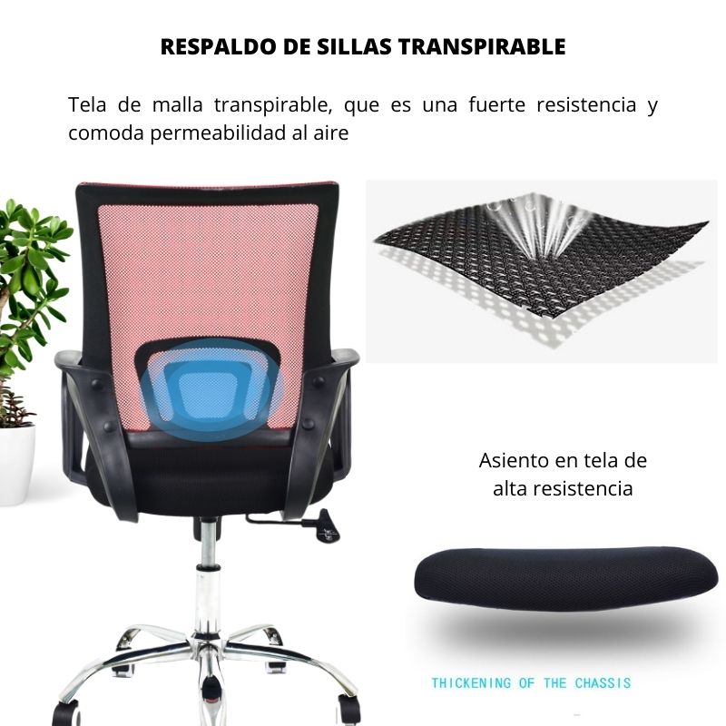 Silla De Oficina Colors Rojo Negro