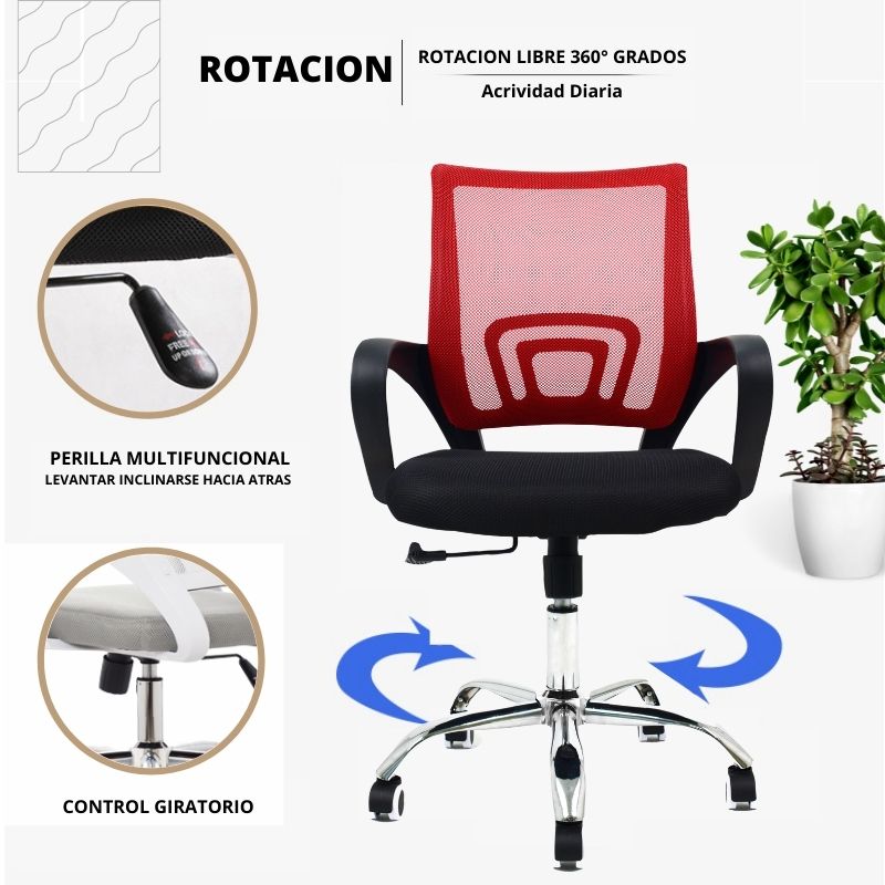 Silla De Oficina Colors Rojo Negro