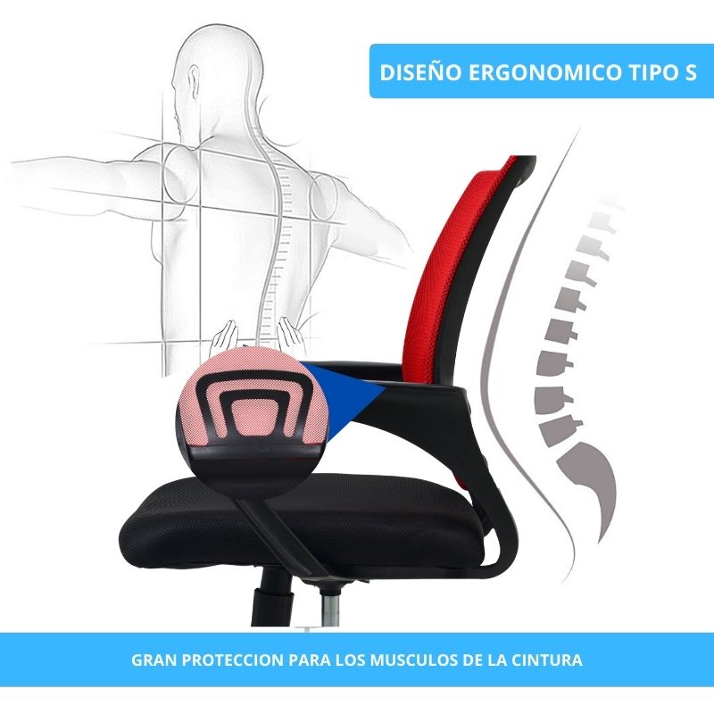 Silla De Oficina Colors Rojo Negro