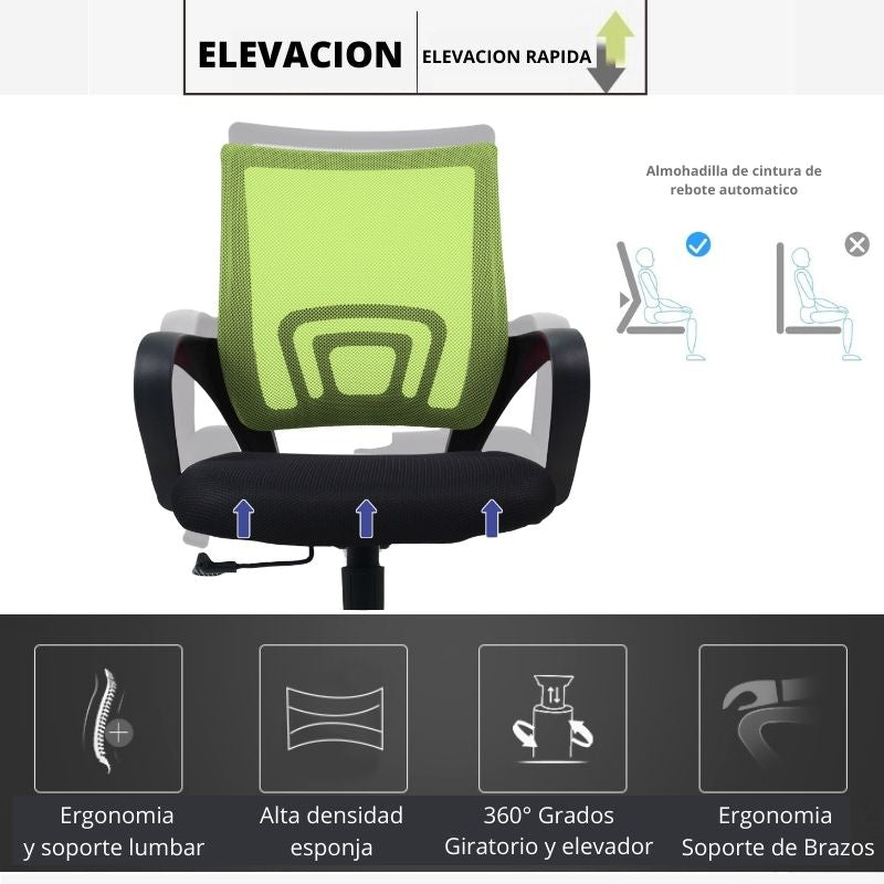 Silla De Oficina Colors Verde Negro