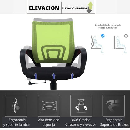 Silla De Oficina Colors Verde Negro
