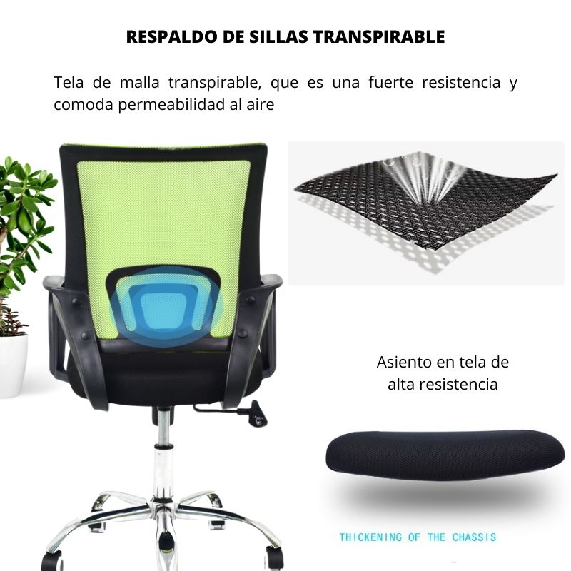 Silla De Oficina Colors Verde Negro