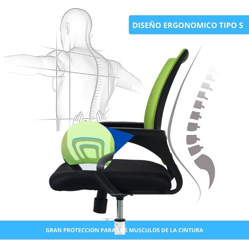 Silla De Oficina Colors Verde Negro