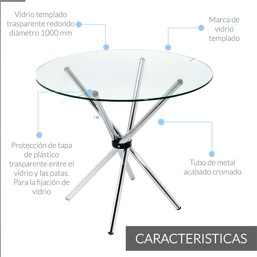 Mesa Redonda de Vidrio