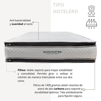 Colchon Semiortopedico Sencillo Elite Nature con Dos Pillow