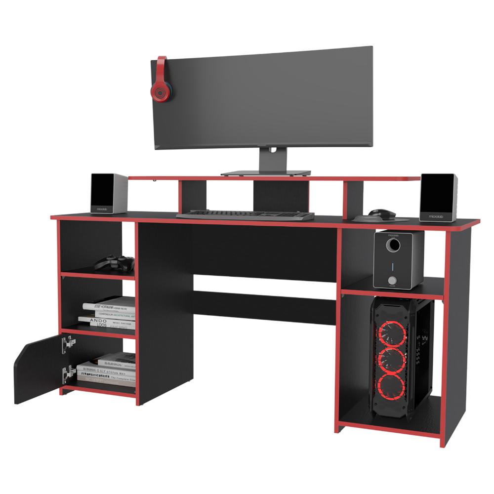 Escritorio Gamer Pleysh Wengue Y Rojo
