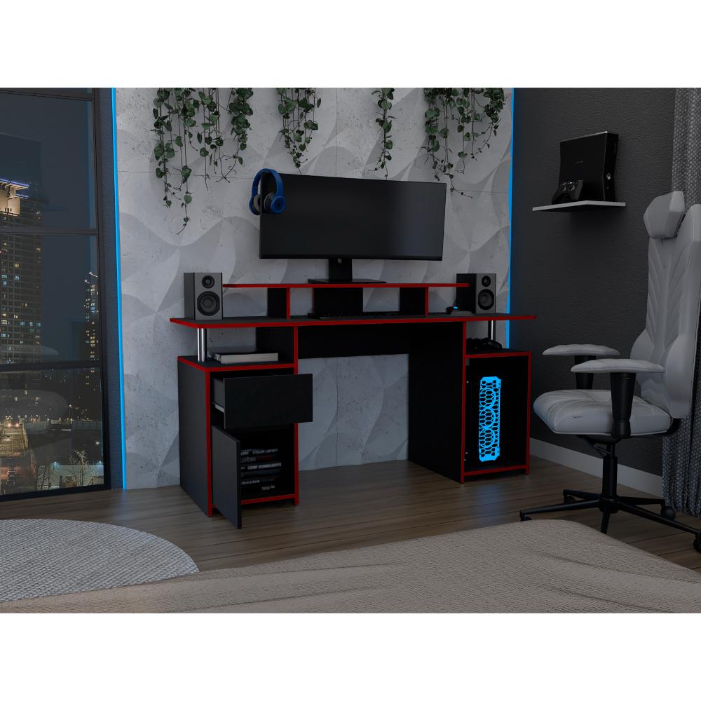 Escritorio Gamer Plukar Wengue Rojo
