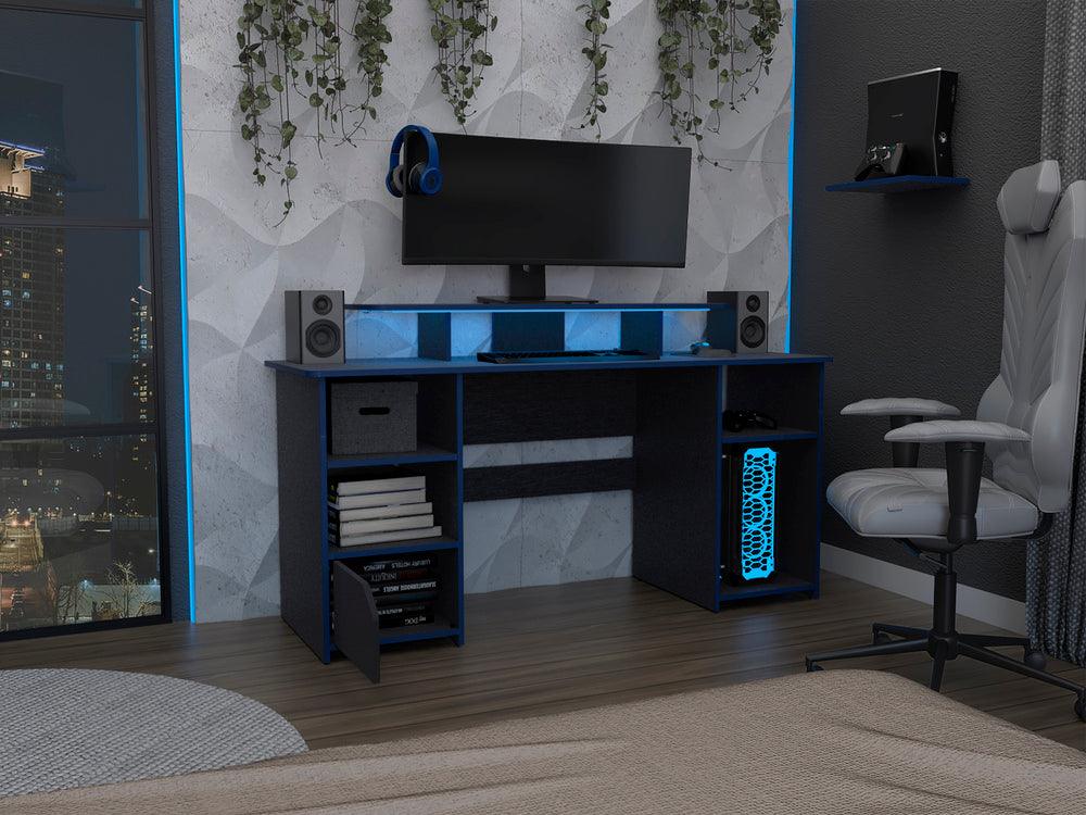 Escritorio Gamer Turco Wengue Y Azul