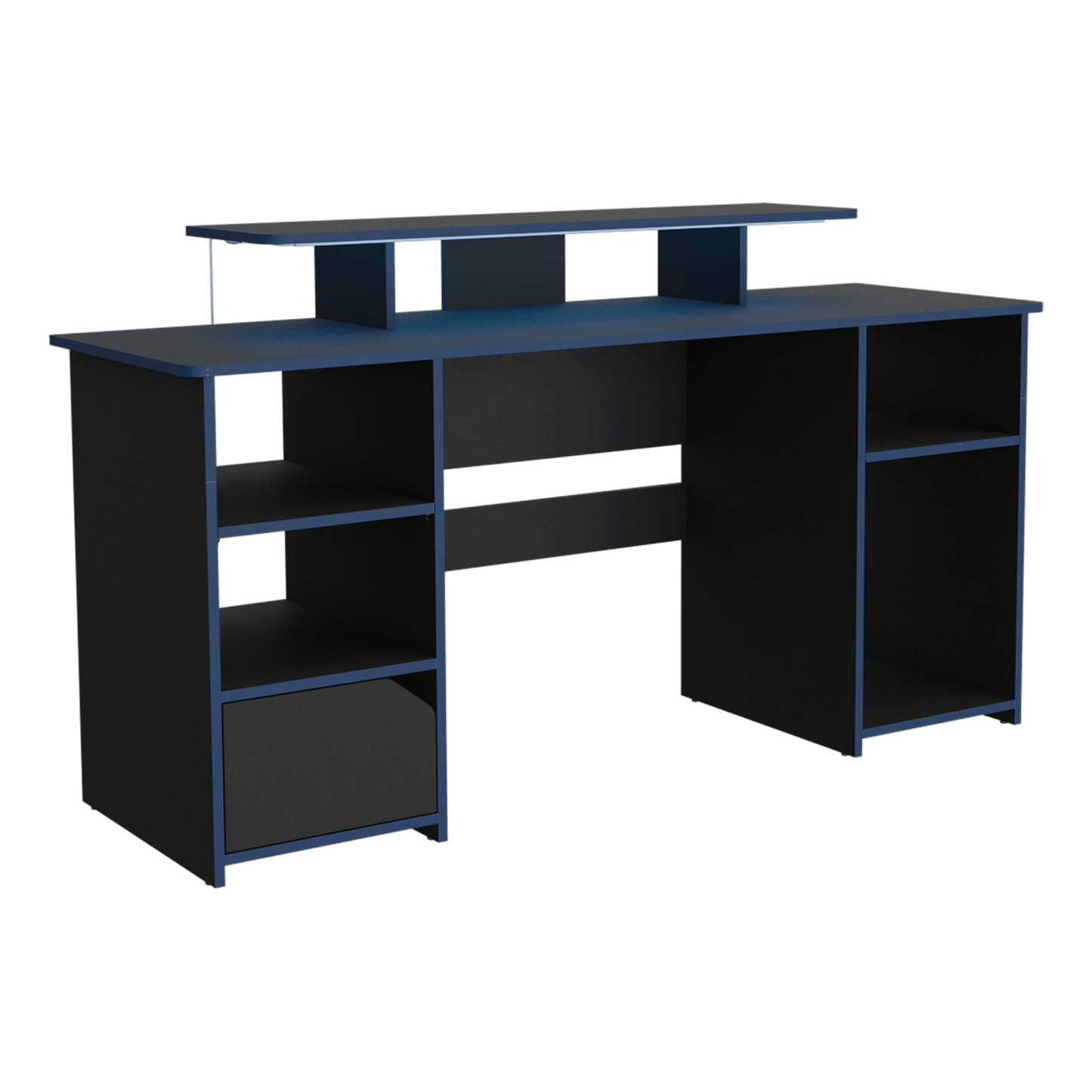 Escritorio Gamer Turco Wengue Y Azul