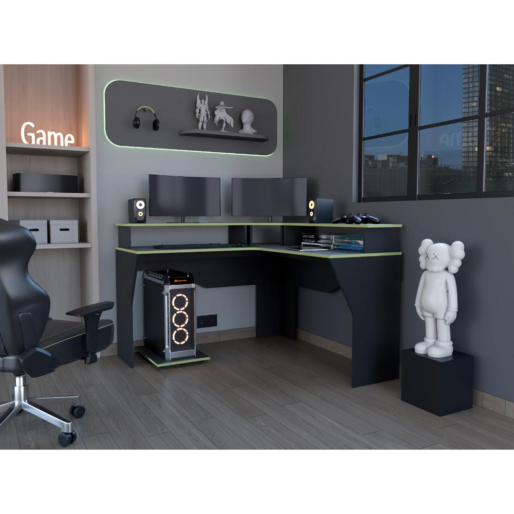 Escritorio Gamer Sivela Wengue Y Verde