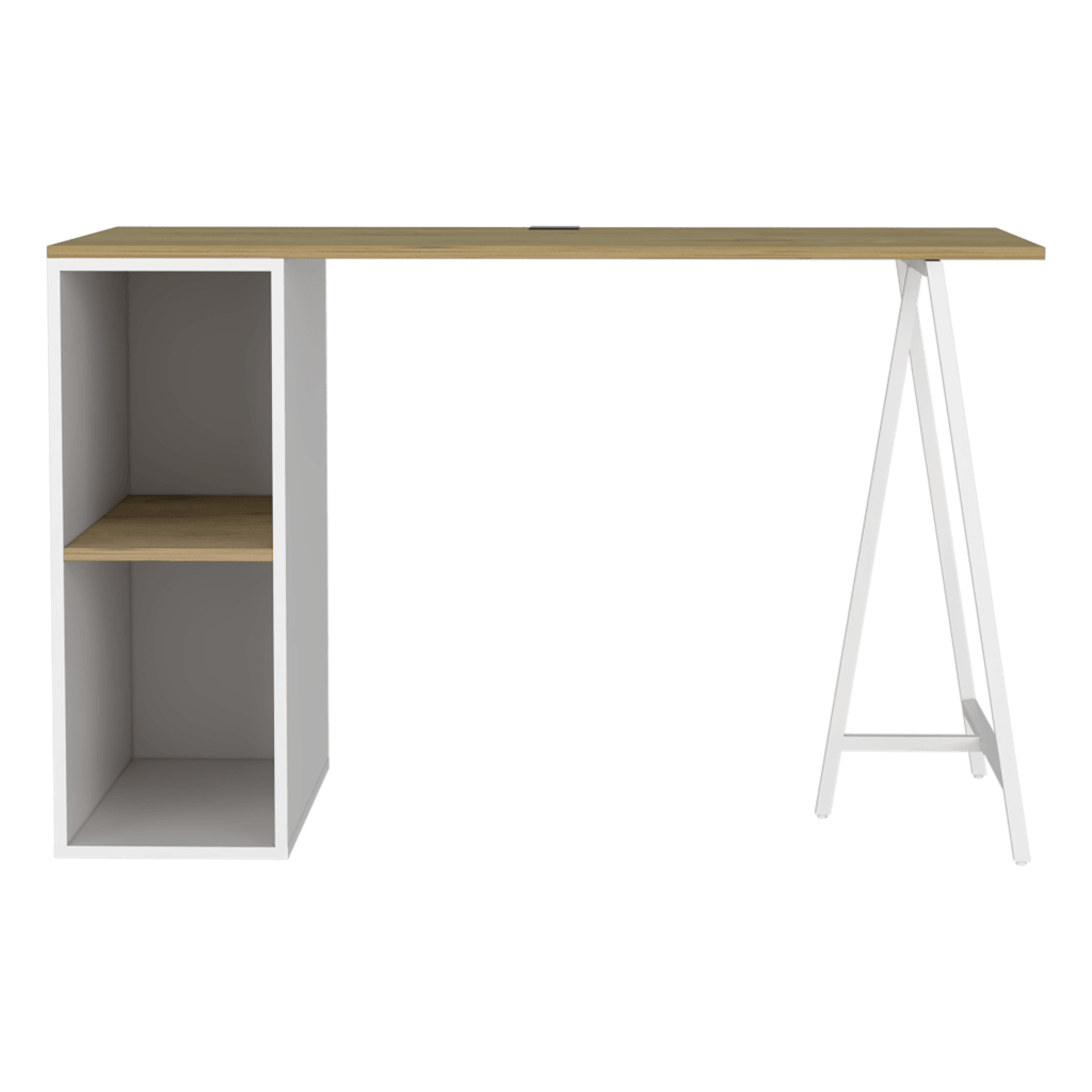 Escritorio Tubular Nigeri Macadamia Y Blanco