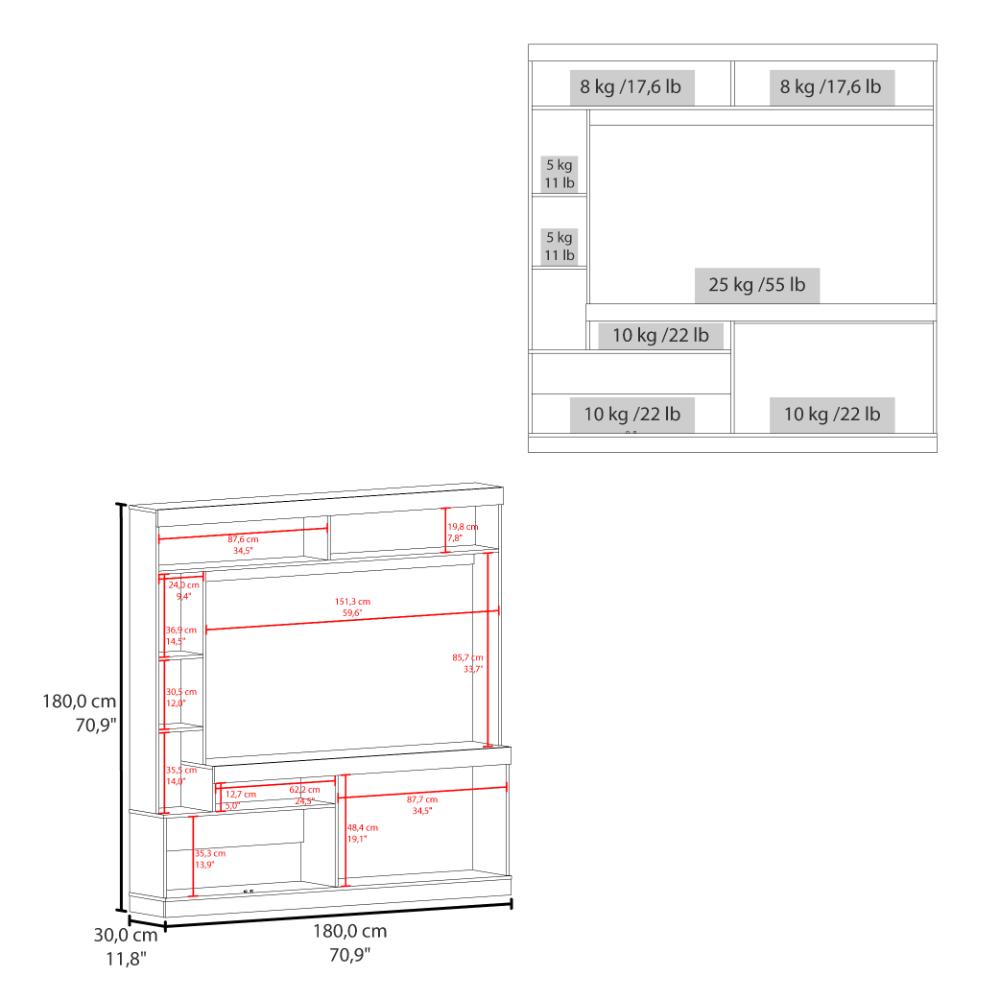 Mesa Para Tv Lureya Castaño Y Blanco Para Tv De 55"