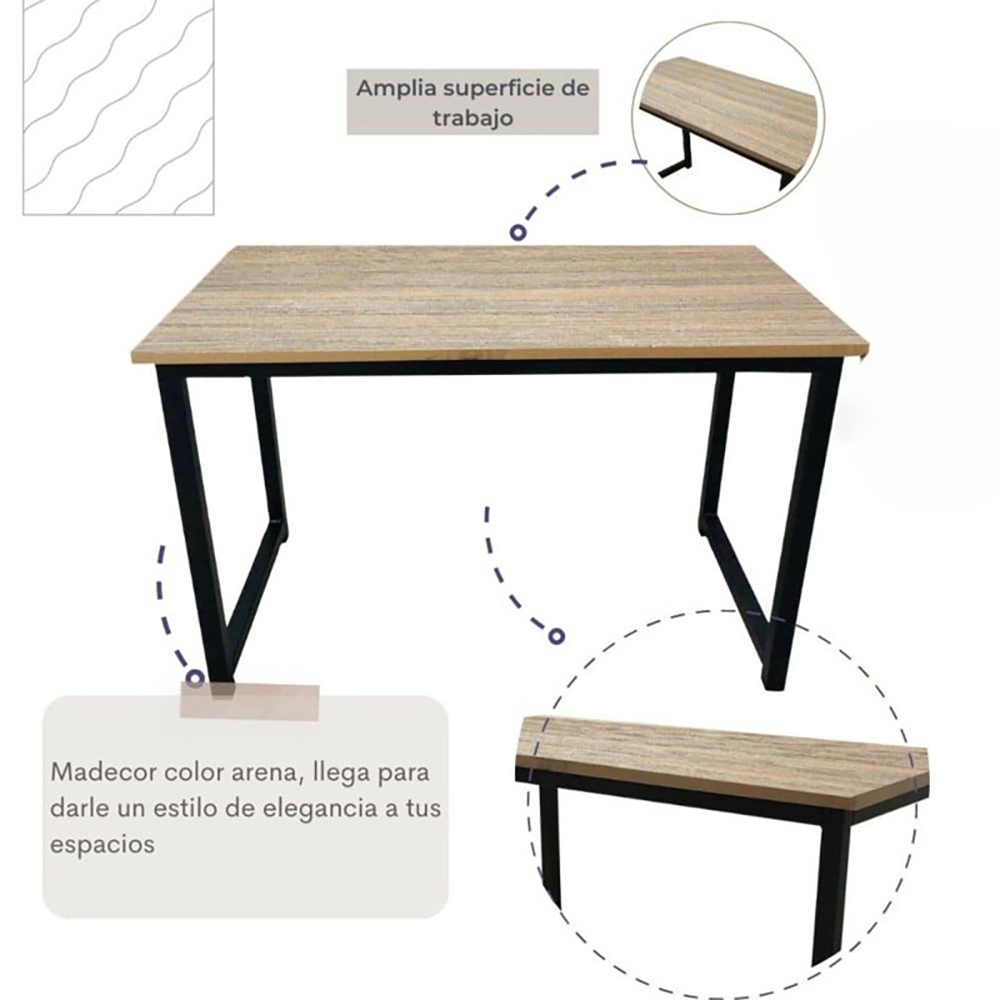 Juego de Comedor Industry con 4 Sillas Eames negro