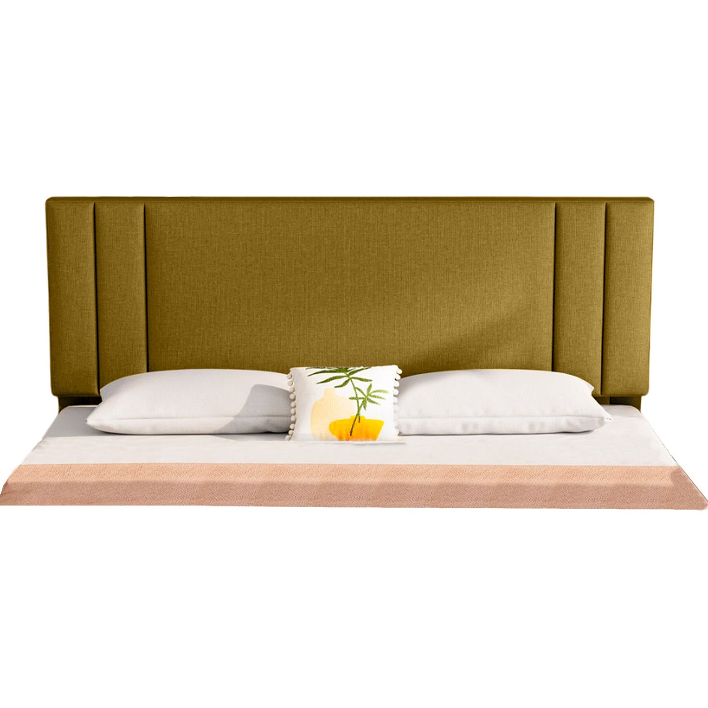 Base Cama con Espaldar + Colchon King Lupe 200x200x130 mostaza