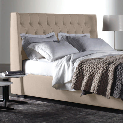 Base Cama con Espaldar + Colchon King Marfil 200x200x150 beige