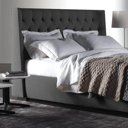 Base Cama con Espaldar + Colchon Queen Marfil 160x190x150 gris plomo
