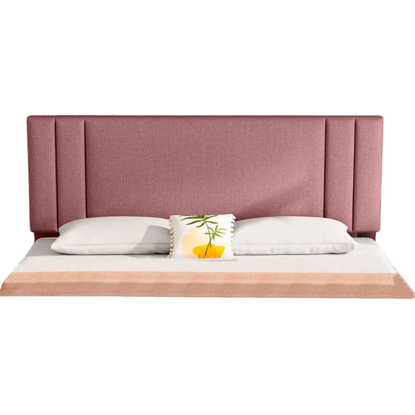 Base Cama con Espaldar + Colchon King Lupe 200x200x130 salmon
