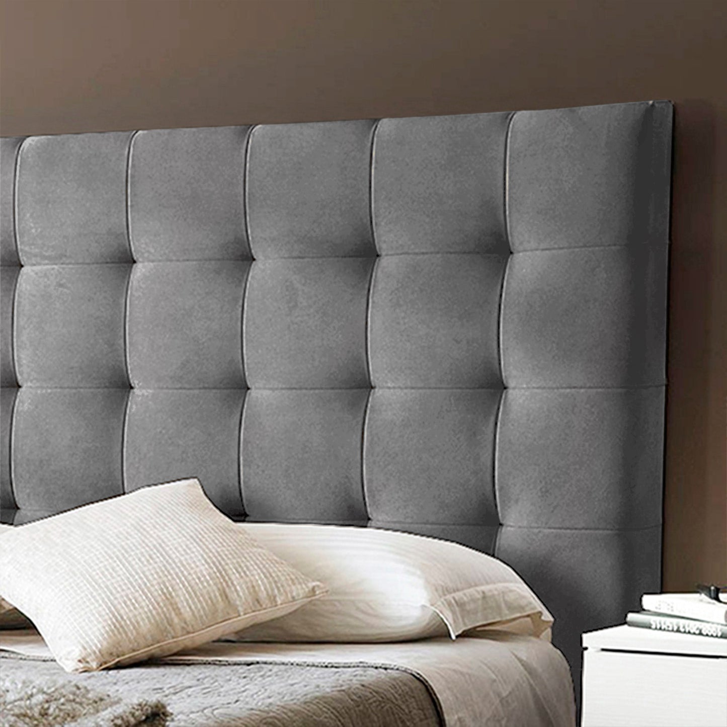 Espaldar de Cama Queen Luxury 160x150x10 gris plata