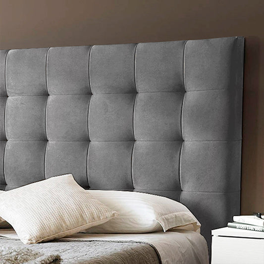 Espaldar de Cama Queen Luxury 160x150x10 gris plata