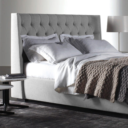 Base Cama Con Espaldar Doble Marfil Gris Perla