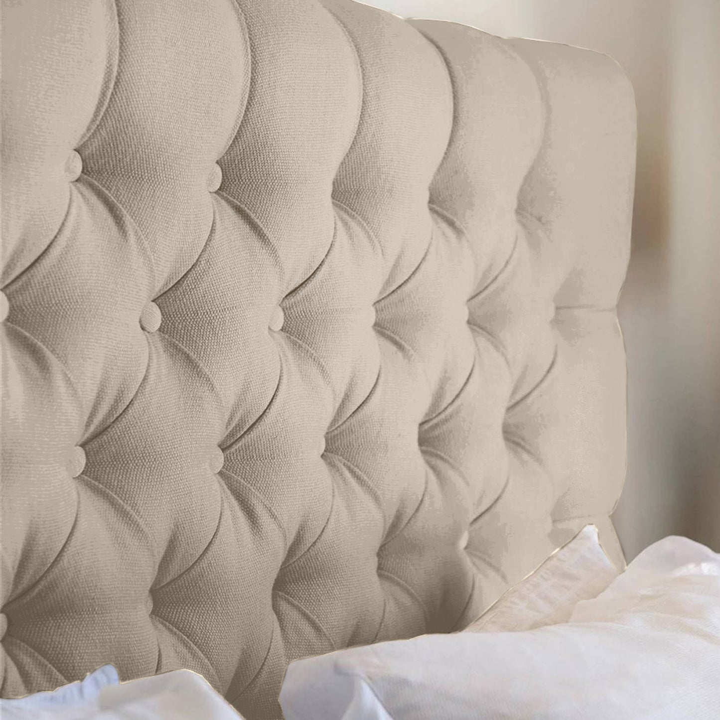 Base Cama Con Espaldar Sencillo Paris Beige