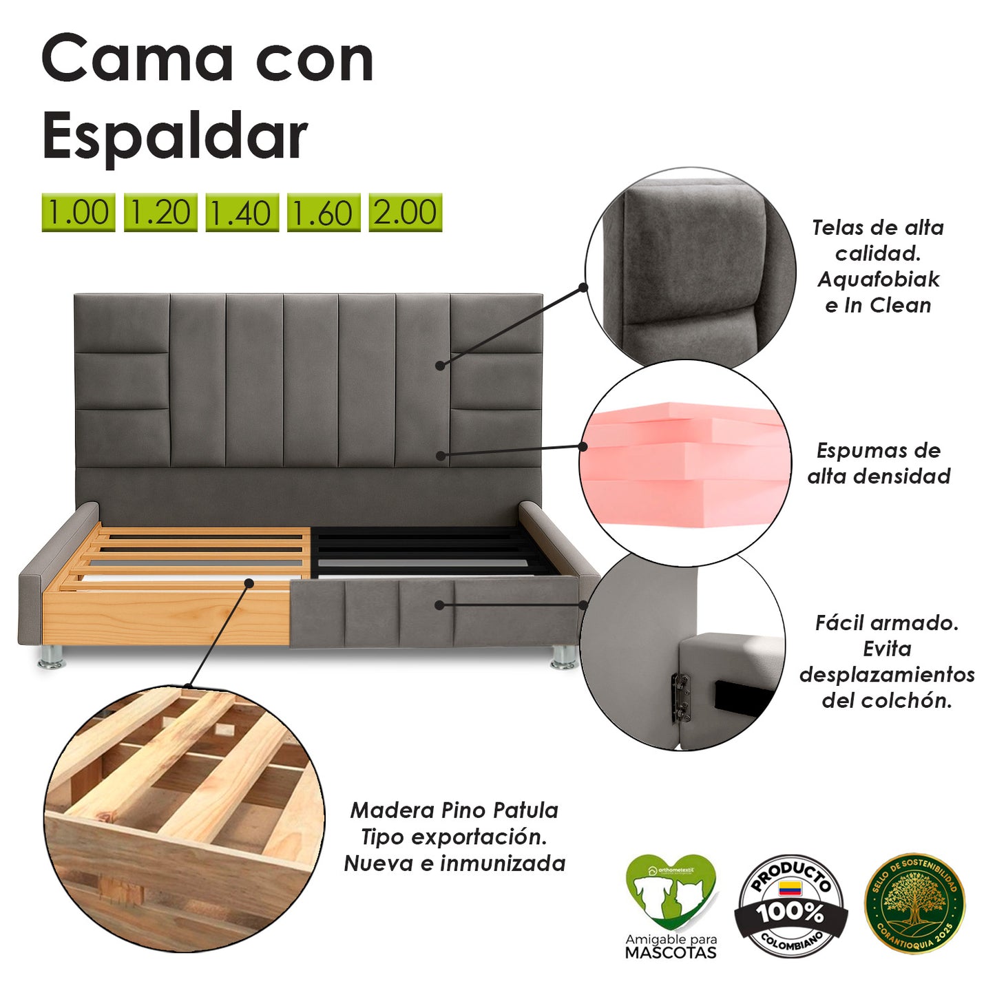 Cama Doble Fiora Mostaza