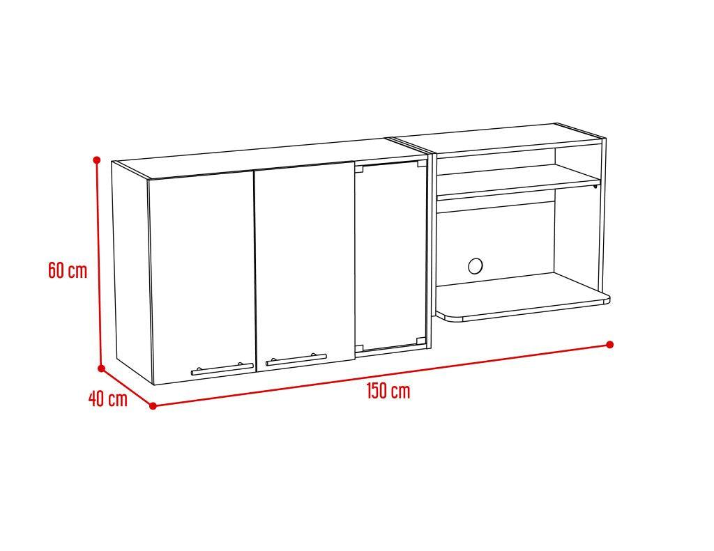 Gabinete Superior Kaelun Cocina Blanco Y Siena 150 Cm