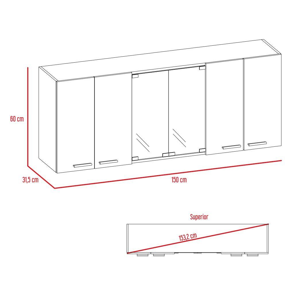 Gabinete Superior Temora Miel Y Blanco 150 Cm