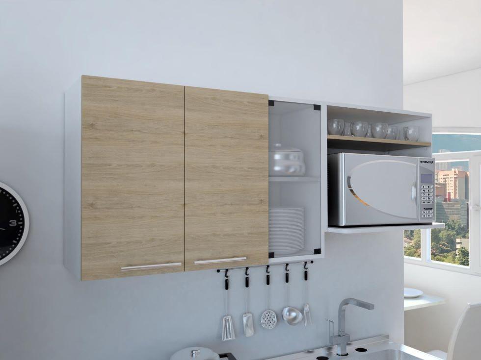 Gabinete Superior Kaelun Cocina Blanco Y Rovere 150 Cm
