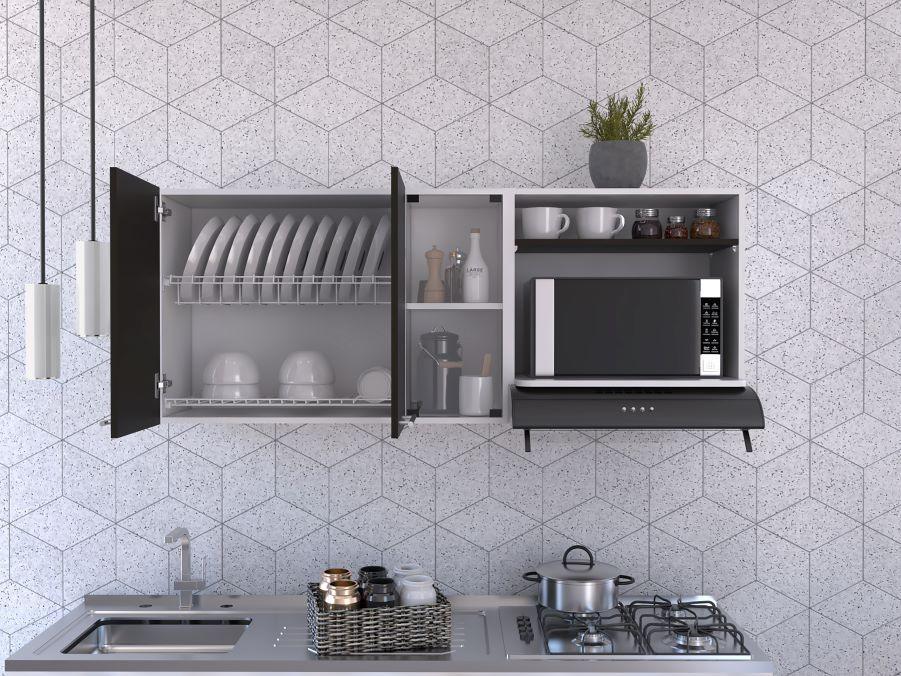 Gabinete Superior Kaelun Cocina Blanco + Wengue 150 Cm