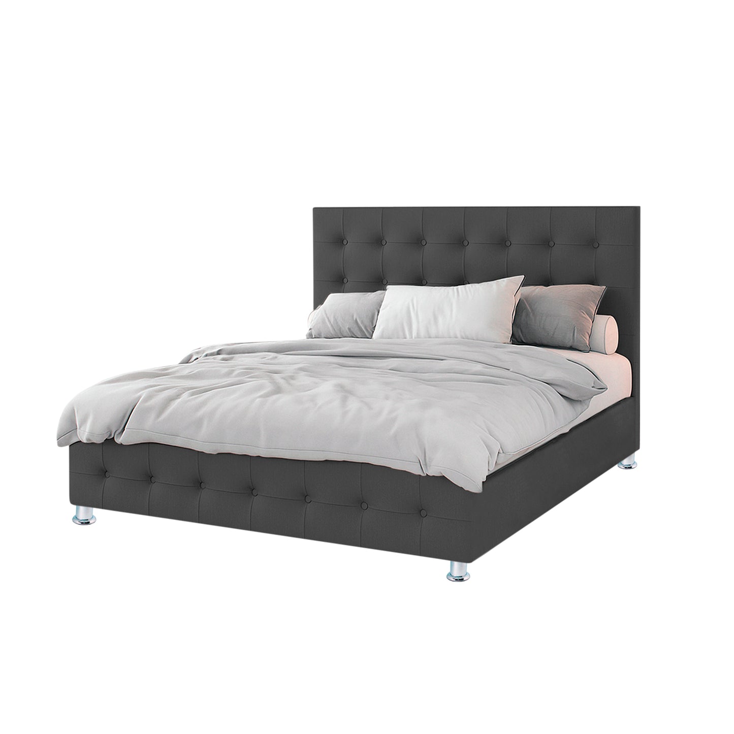 Base Cama Con Espaldar King Capital Gris Plomo