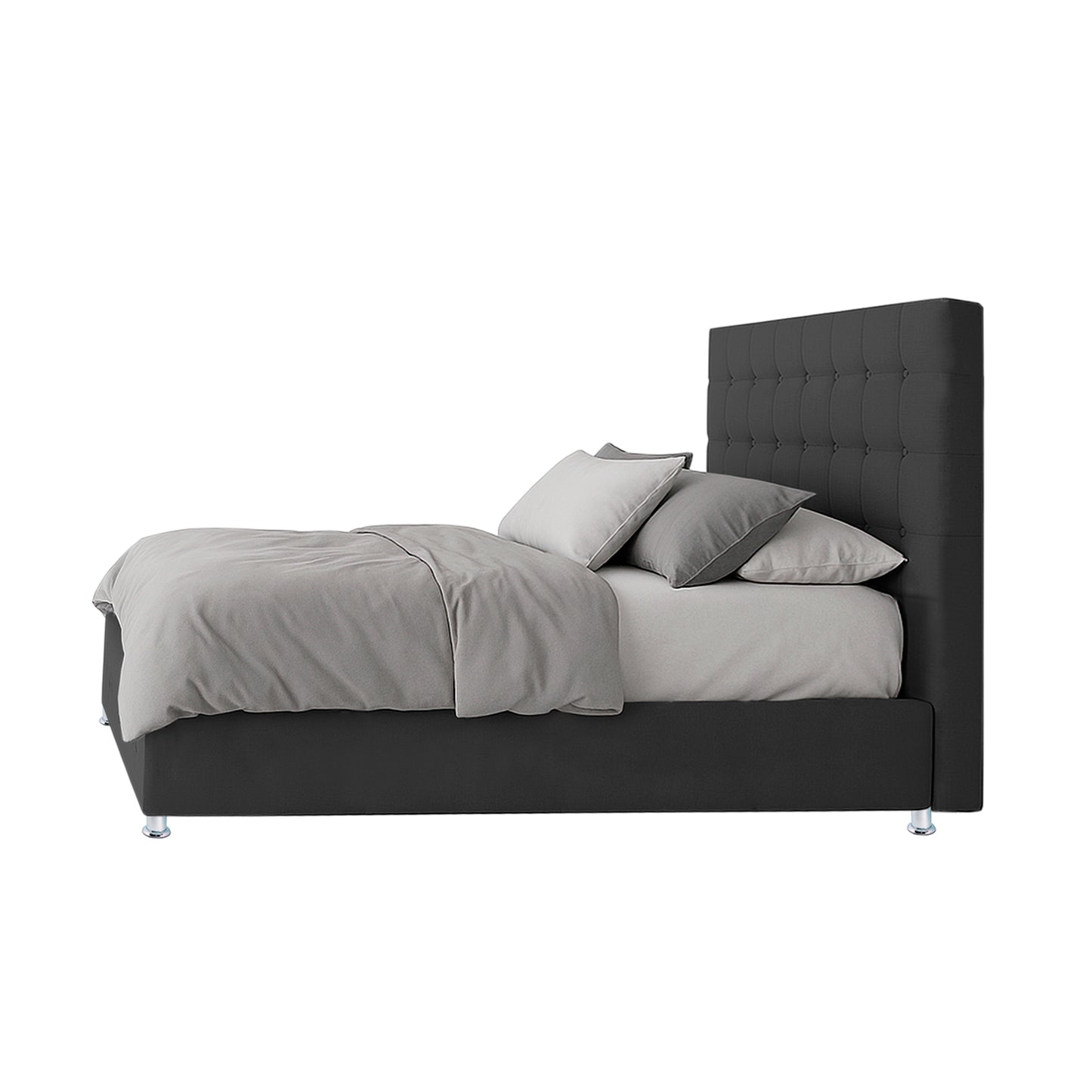 Base Cama Con Espaldar King Capital Gris Plomo